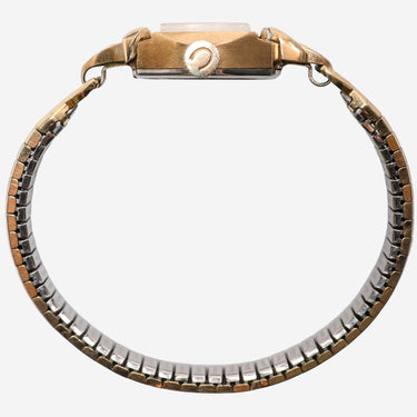 Caravelle Rewound Small Square Gold Metal Bracelet Mechanical Watch