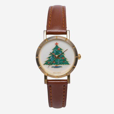 Rewound Christmas Tree Gold and Brown Quartz Analog Watch
