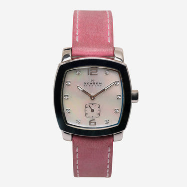 Skagon Rewound Square Silver and Pink Quartz Analog Watch