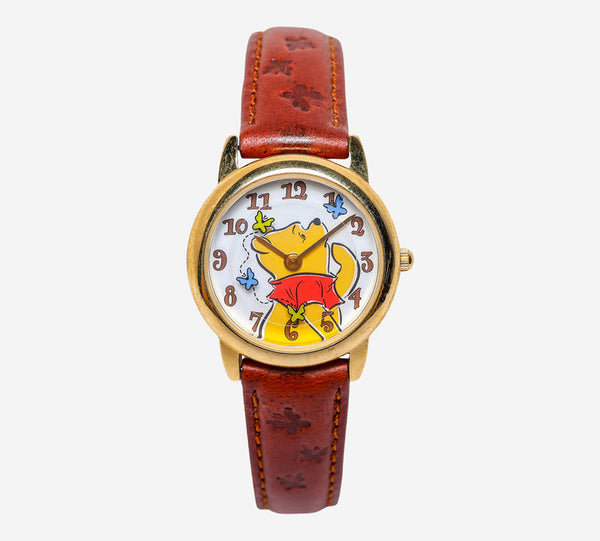 *Sale* Timex Disney Winnie the Pooh Unisex Watch Brown Leather Band 1990s Timex Winnie the Pooh Watch for Women with Original  main image 3