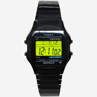 Timex Rewound Indiglo Black Metal Bracelet Quartz Digital Watch
