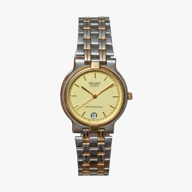 Sharp Rewound Silver and Gold Quartz Analog Watch