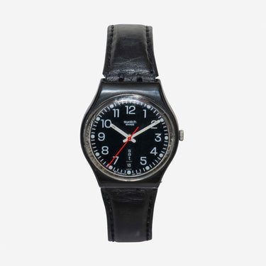 Rewound Swatch Swiss Black Quartz Analog Watch