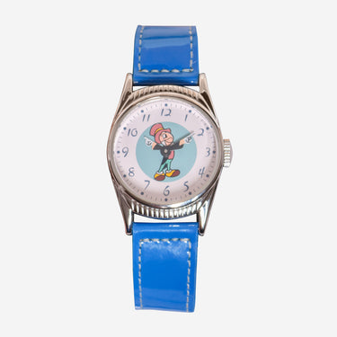 Timex Rewound Pinocchio Jiminy Cricket  Silver and Blue Quartz Analog Watch