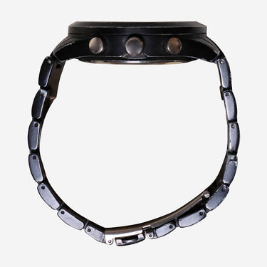 Unlisted Rewound Black Metal Bracelet Quartz Analog Watch