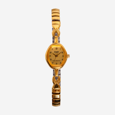 Sharp Rewound Gold Metal Bracelet Quartz Analog Watch