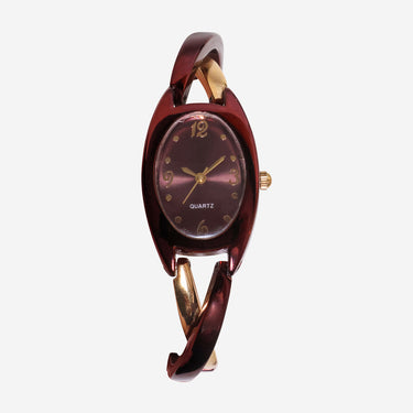 Rewound Brown and Gold Metal Bracelet Quartz Analog Watch